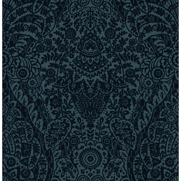 a street prints Maris Indigo Flock Damask Wallpaper