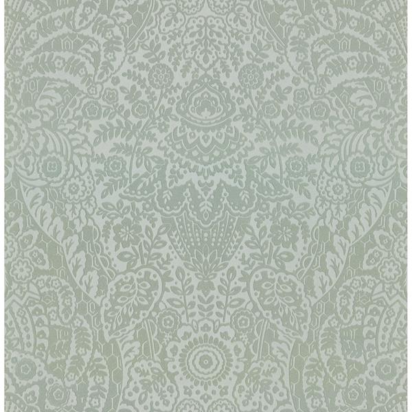 a street prints Maris Silver Flock Damask Wallpaper