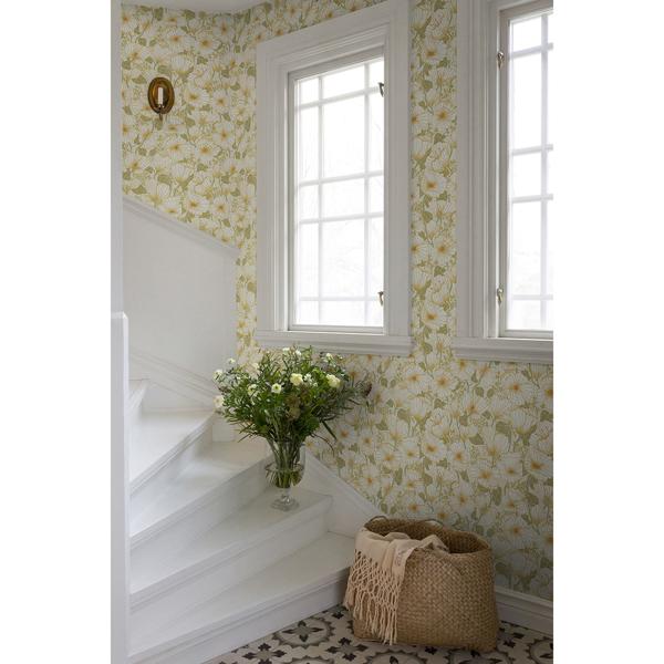 A Street Prints Matilda Green Poppy Fields Wallpaper