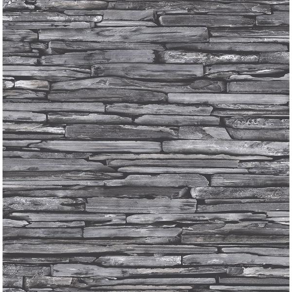 a street prints McGuire Grey Stacked Slate Wallpaper