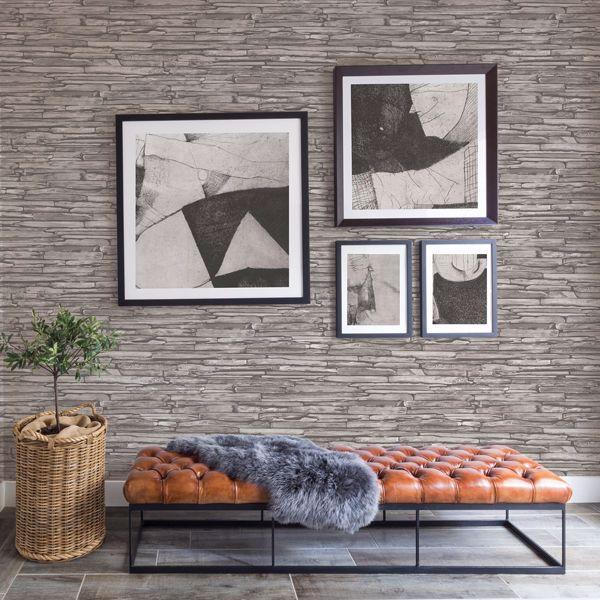A Street Prints McGuire Taupe Stacked Slate Wallpaper