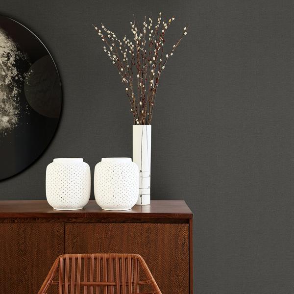 A Street Prints Meade Charcoal Fine Weave Wallpaper