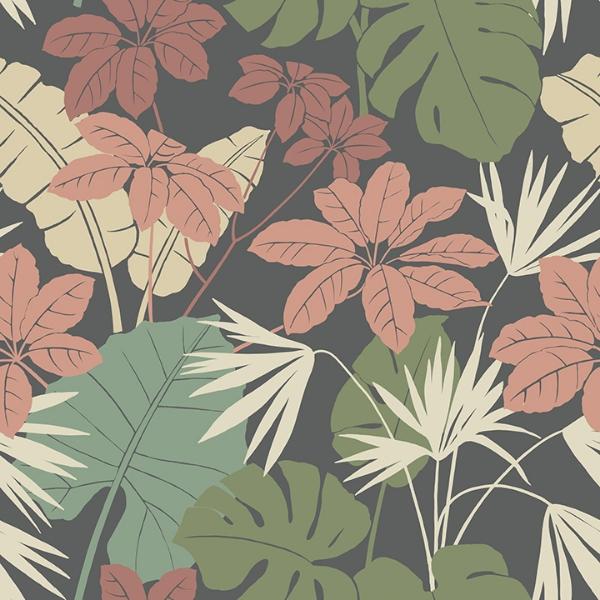 a street prints Medellin Black Rainforest Floor Wallpaper