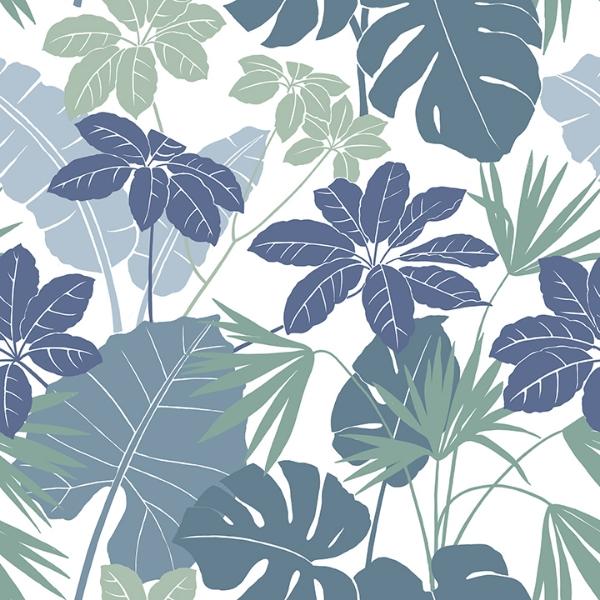 a street prints Medellin Blue Rainforest Floor Wallpaper