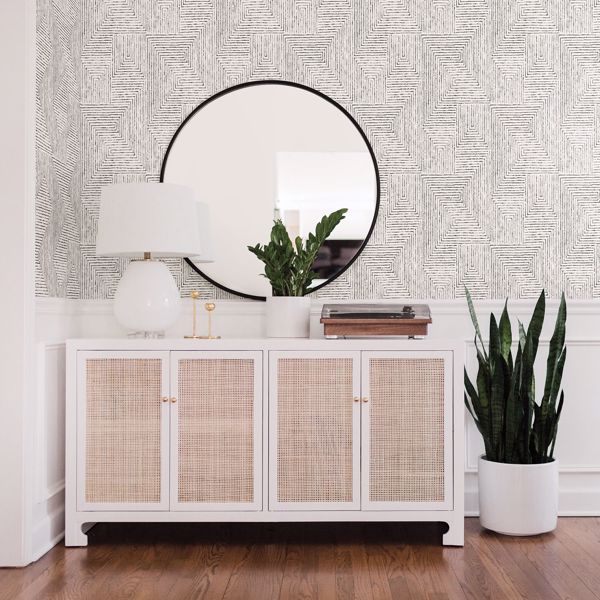 A Street Prints Merritt Black Geometric Wallpaper- Scott Living