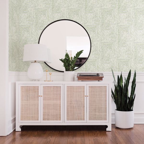 A Street Prints Merritt Green Geometric Wallpaper- Scott Living
