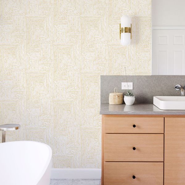 A Street Prints Merritt Honey Geometric Wallpaper- Scott Living