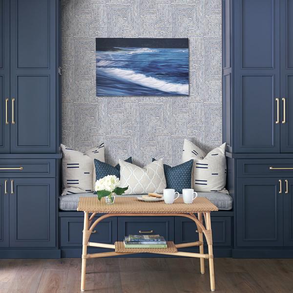 A Street Prints Merritt Indigo Geometric Wallpaper- Scott Living