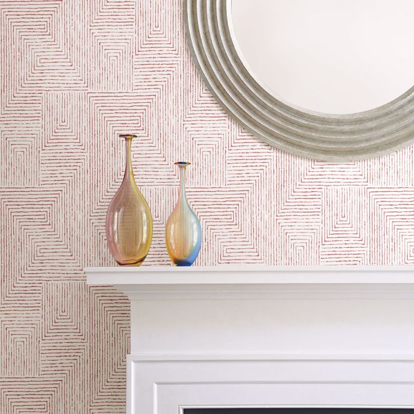 A Street Prints Merritt Red Geometric Wallpaper- Scott Living