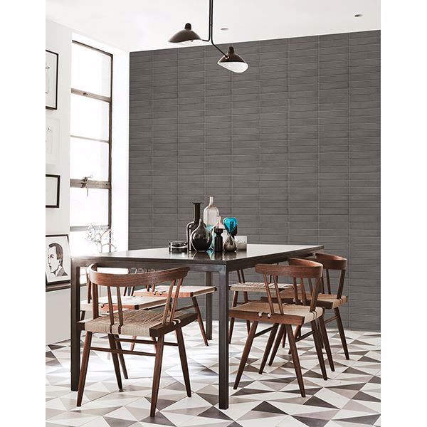 A Street Prints Midcentury Modern Dark Grey Brick Wallpaper