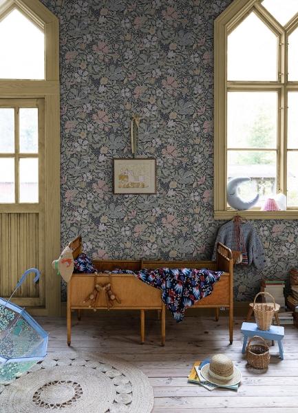 A Street Prints Midsommar Dark Blue Floral Medley Wallpaper