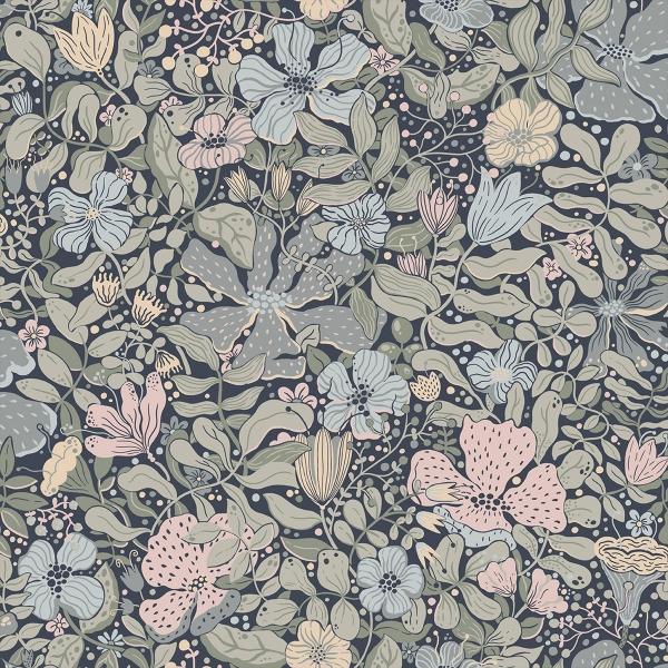 a street prints Midsommar Dark Blue Floral Medley Wallpaper