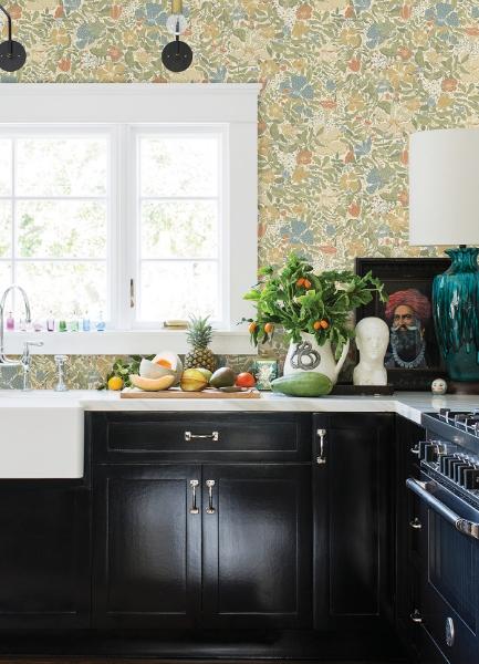 A Street Prints Midsommar Light Green Floral Medley Wallpaper