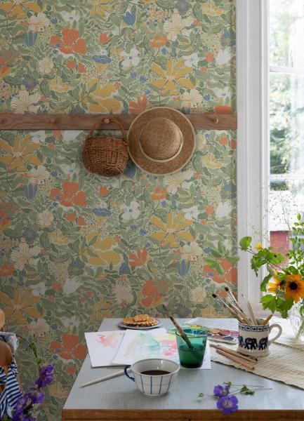 A Street Prints Midsommar Sage Floral Medley Wallpaper