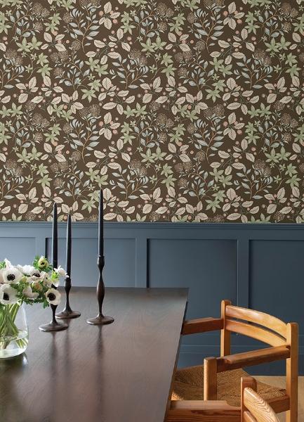 A Street Prints Mildred Espresso Botanical Trail Wallpaper