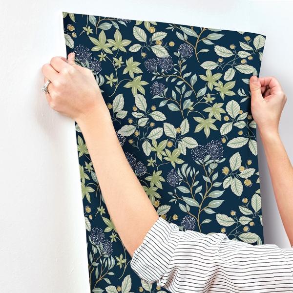 A Street Prints Mildred Indigo Botanical Trail Wallpaper