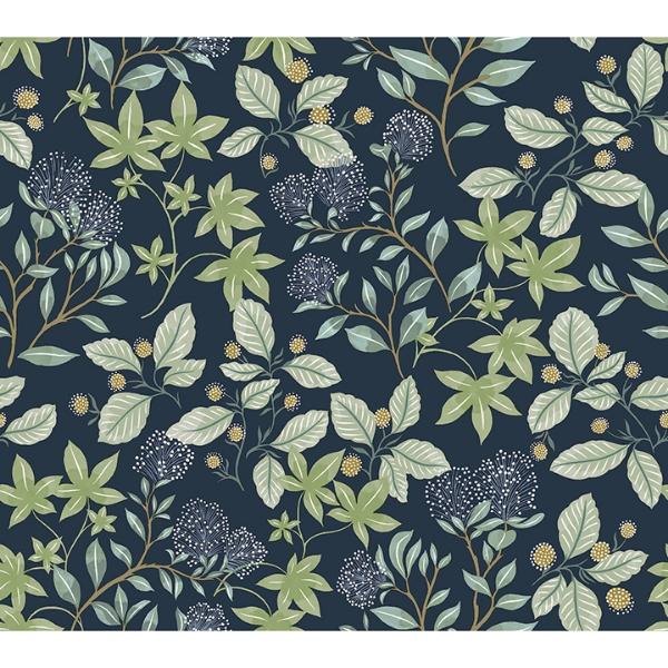 a street prints Mildred Indigo Botanical Trail Wallpaper