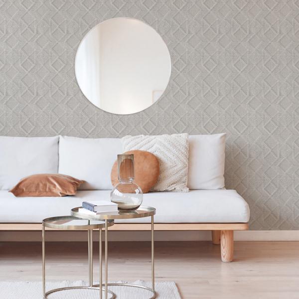 A Street Prints Moki Grey Lattice Geometric Wallpaper