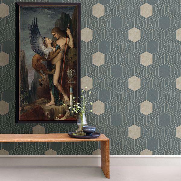 A Street Prints Momentum Dark Green Geometric Wallpaper