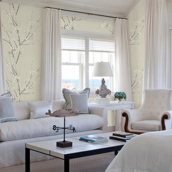 A Street Prints Monterey Ivory Floral Branch Wallpaper