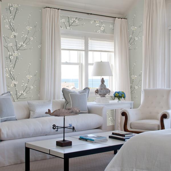 A Street Prints Monterey Silver Mist Floral Branch Wallpaper