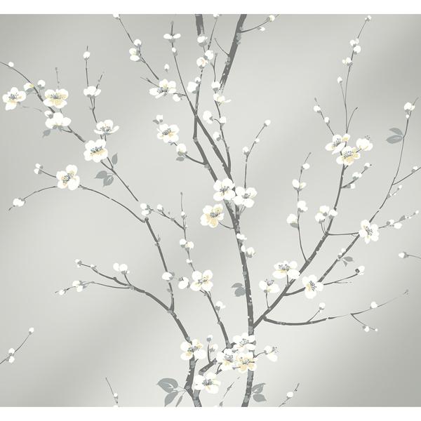 a street prints Monterey Silver Mist Floral Branch Wallpaper