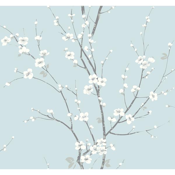 a street prints Monterey Sky Blue Floral Branch Wallpaper
