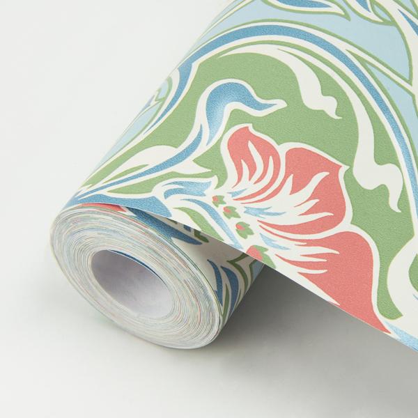 A Street Prints Mucha Light Blue Botanical Ogee Wallpaper