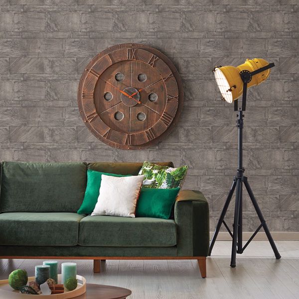 A Street Prints Murray Dark Grey Stone Wall Wallpaper