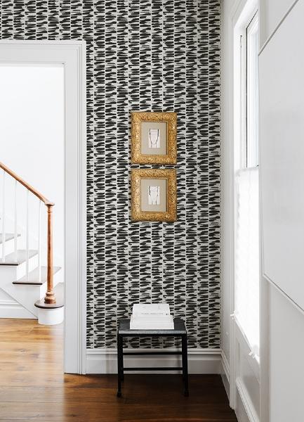 A Street Prints Myrtle Black Abstract Stripe Wallpaper