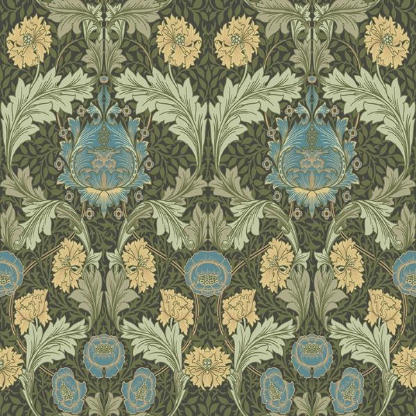 a street prints Myrtle Dark Green Floral Ogee Wallpaper