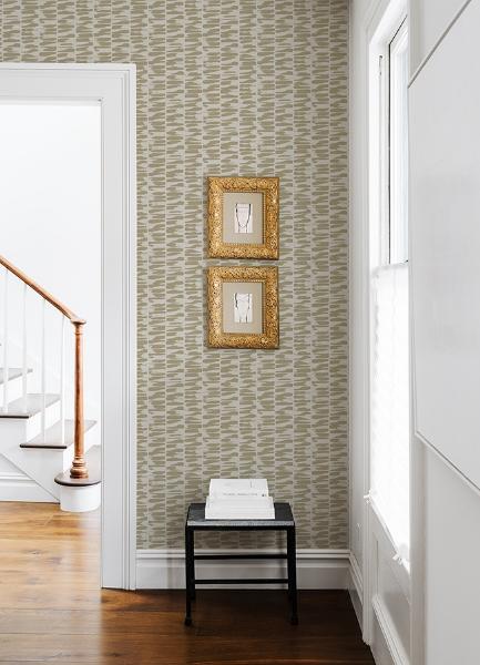 A Street Prints Myrtle Gold Abstract Stripe Wallpaper
