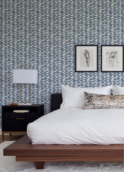 A Street Prints Myrtle Indigo Abstract Stripe Wallpaper