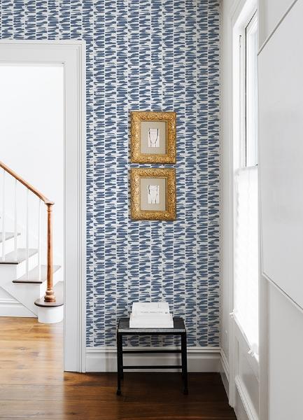 A Street Prints Myrtle Indigo Abstract Stripe Wallpaper