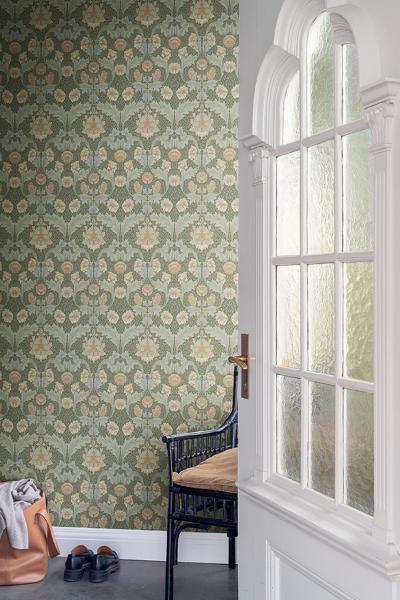 A Street Prints Myrtle Sea Green Floral Ogee Wallpaper
