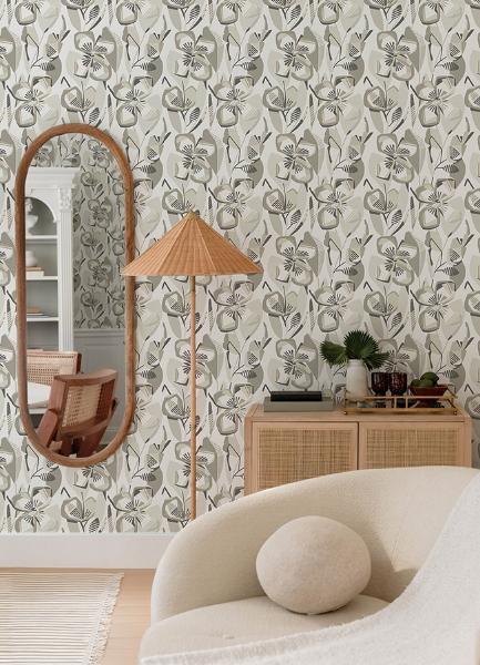 A Street Prints Nathalie Beige Abstract Blooms Wallpaper