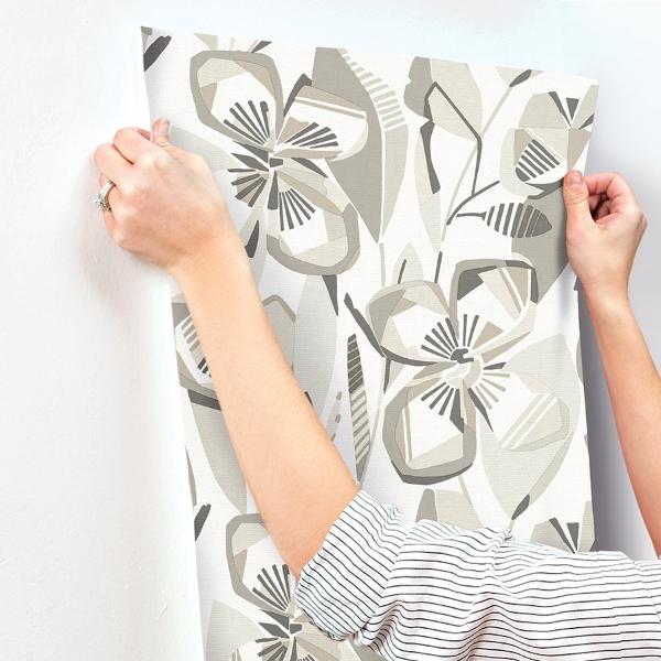 A Street Prints Nathalie Beige Abstract Blooms Wallpaper