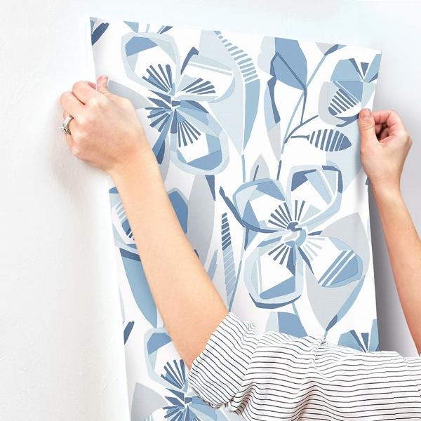 A Street Prints Nathalie Blue Abstract Blooms Wallpaper
