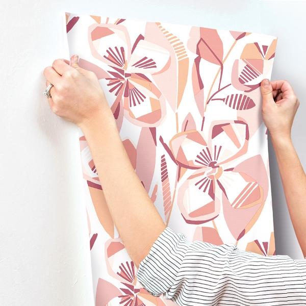 A Street Prints Nathalie Coral Abstract Blooms Wallpaper