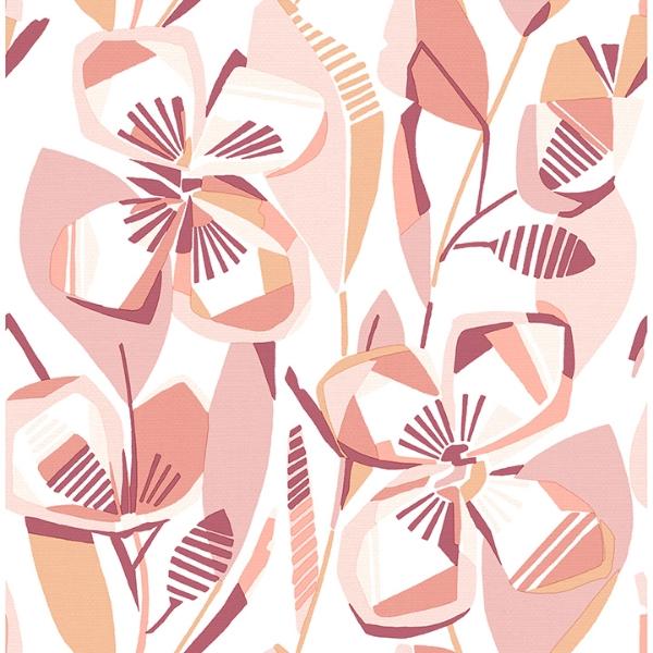 a street prints Nathalie Coral Abstract Blooms Wallpaper