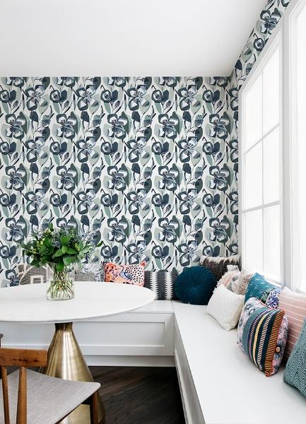 A Street Prints Nathalie Navy Abstract Blooms Wallpaper