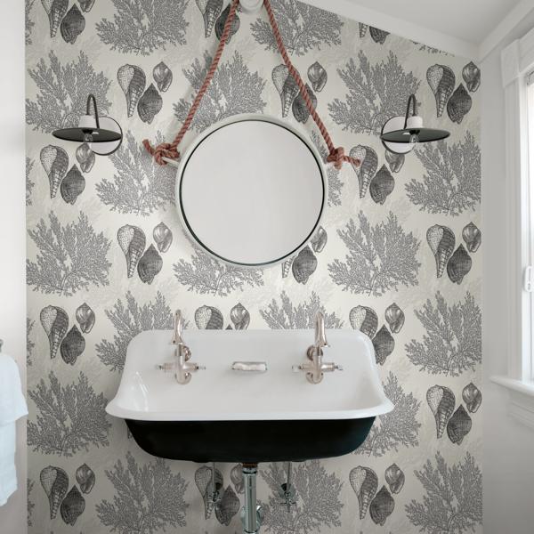 A Street Prints Nauset Black Seashell Shores Wallpaper