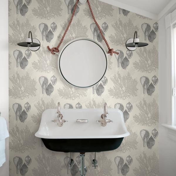 A Street Prints Nauset Cream Seashell Shores Wallpaper