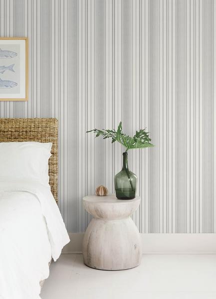 A Street Prints Navarres Stripe Charcoal Faux Linen Wallpaper