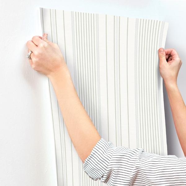 A Street Prints Navarres Stripe Light Green Faux Linen Wallpaper