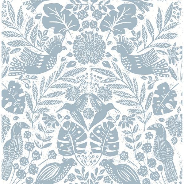 a street prints Nestle Blue Bird Block Print Wallpaper