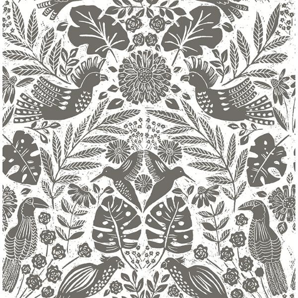 a street prints Nestle Charcoal Bird Block Print Wallpaper