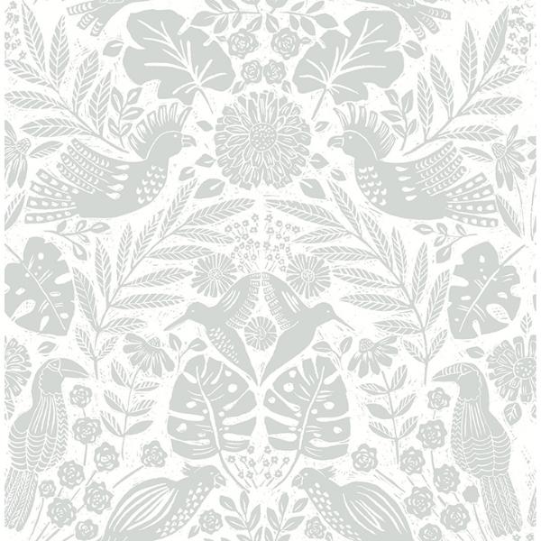 a street prints Nestle Light Grey Bird Block Print Wallpaper