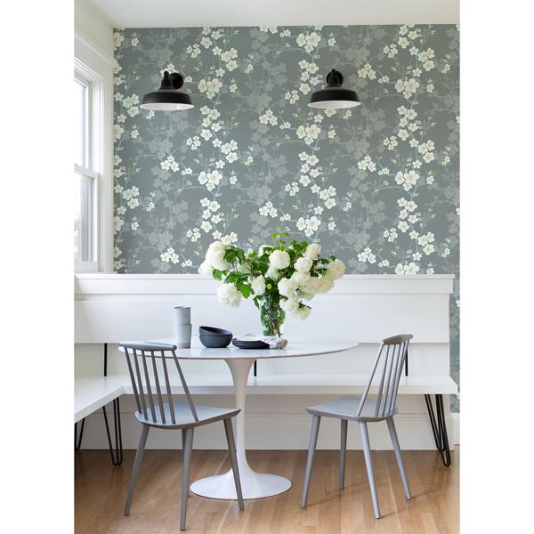A Street Prints Nicolette Grey Floral Trail Wallpaper