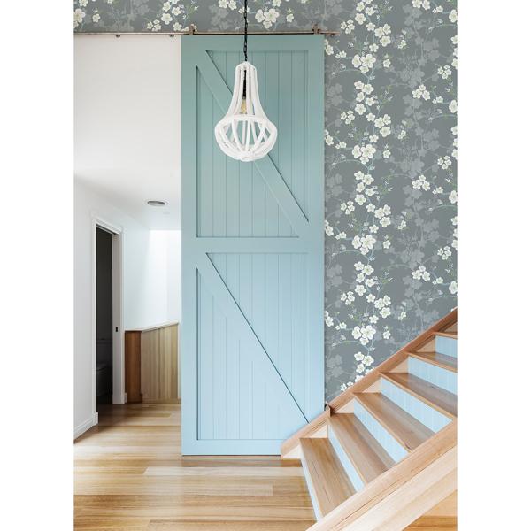 A Street Prints Nicolette Grey Floral Trail Wallpaper